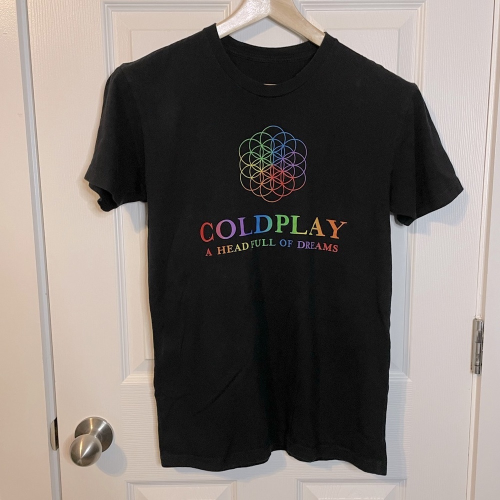 Next Level Apparel black Coldplay 2016 Head Full of Dreams graphic band tee sz S